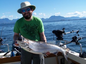 Twenty-six pound Chinook landed by Kevin outside the Ucluelet Harbor.