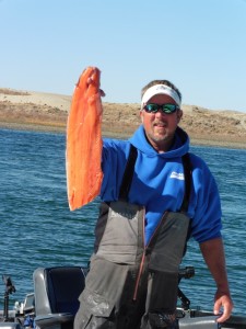 Dan holds up a bright fillet that was typical of Monday’s catch. 
