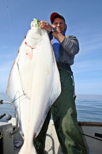 Jim Reed found this hefty halibut on a 130-foot hump on the northern Washington coast. (Terry Rudnick photo)