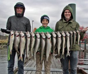 The Zervas of Friday Harbor with their mornings catch of Chelan Lakers. Their Hillside B&B is a great place to explore the San Juan's from.